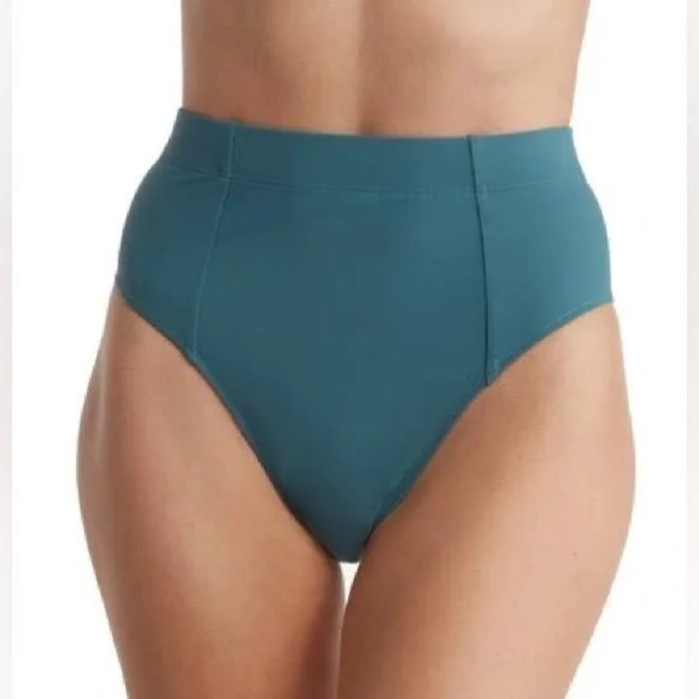 NWOT Sweaty Betty Womens Brook High-Waist Xtra Life Bikini Bottom, Blue, Size 8.